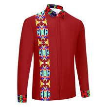 Load image into Gallery viewer, Stripe Blanket Crimson Men&#39;s Long Sleeve Dress Shirt
