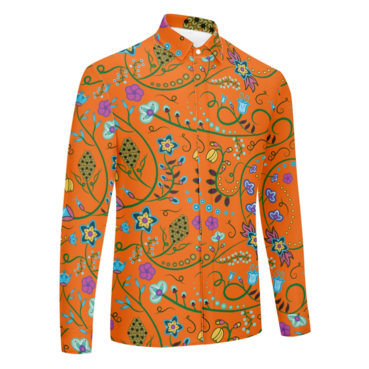 Fresh Fleur Carrot Men's Long Sleeve Dress Shirt