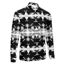 Load image into Gallery viewer, Between the Mountains Black and White Men&#39;s Long Sleeve Dress Shirt
