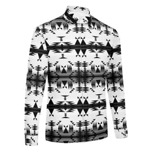 Load image into Gallery viewer, Between the Mountains White and Black Men&#39;s Long Sleeve Dress Shirt
