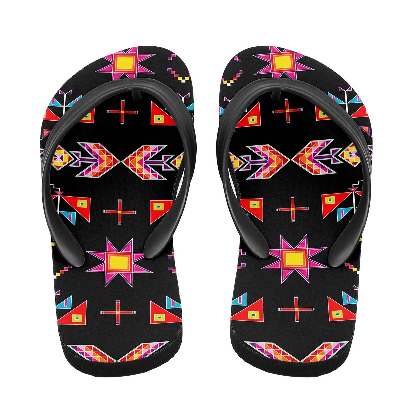 Scattered Generations Black Flip Flops