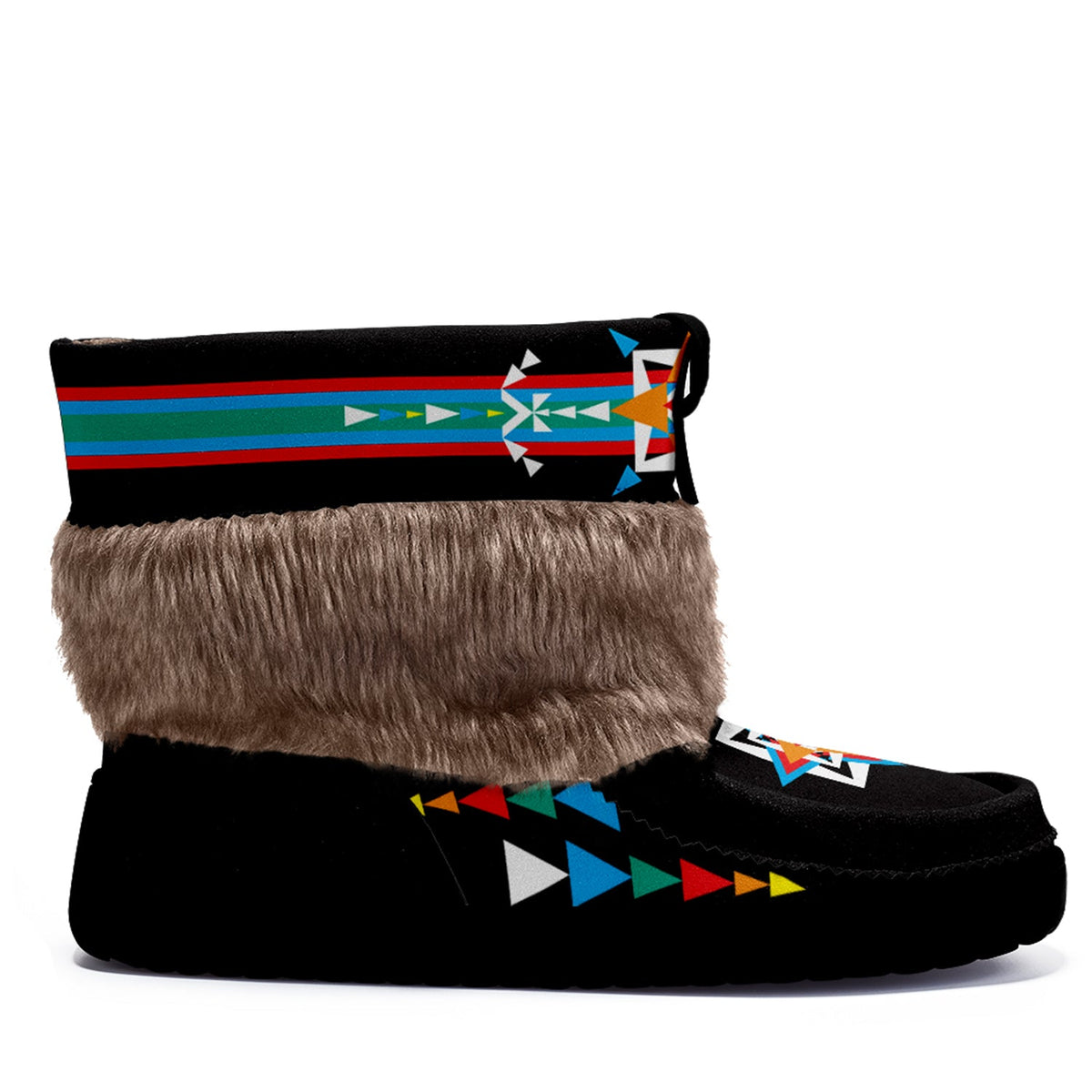 Blossom Black Leather MoccaLux Short Style with Fur