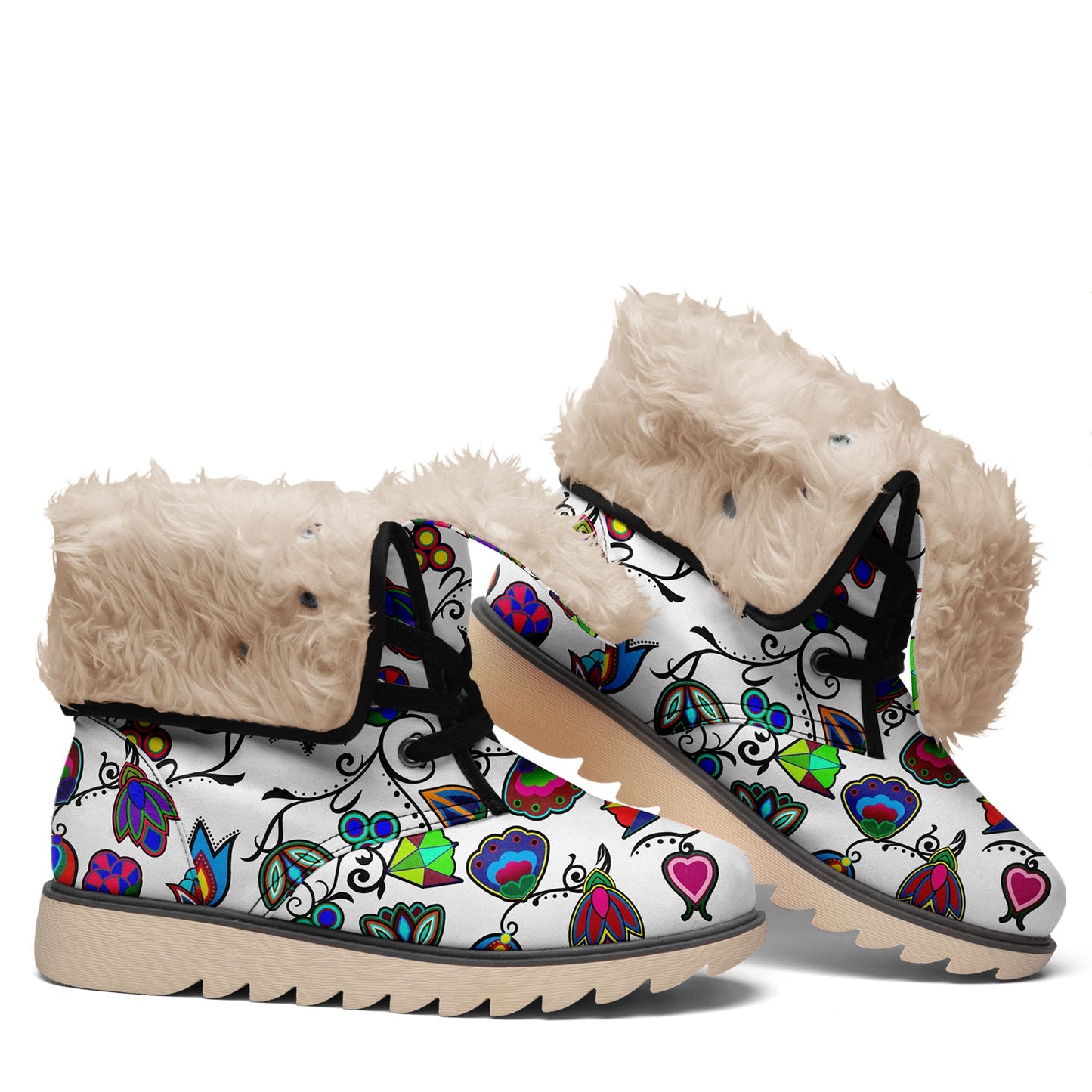 Indigenous Paisley White Polar Winter Boots