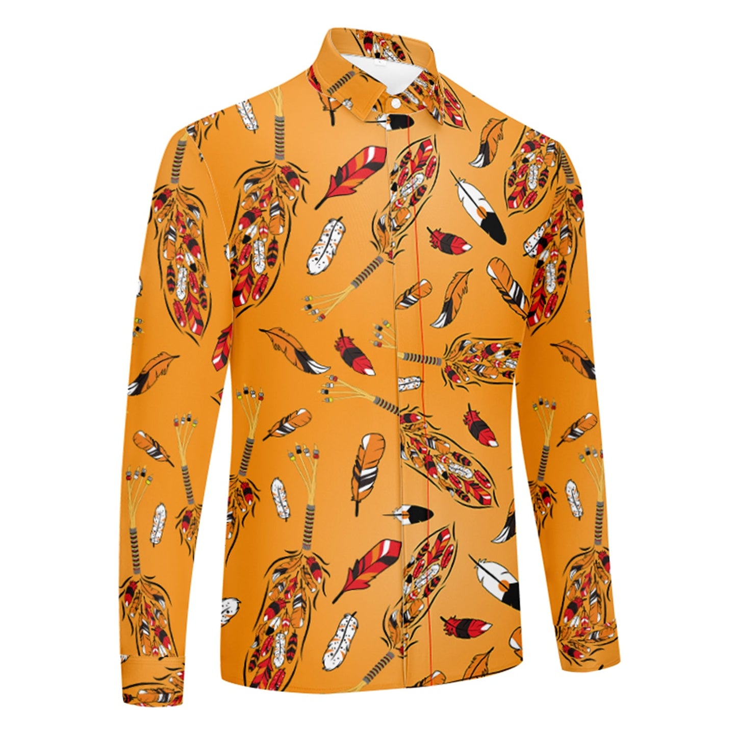 Prayer Feathers Orange Dress Shirt