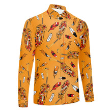 Load image into Gallery viewer, ECM Prayer Feathers Orange Men&#39;s Long Sleeve Dress Shirt
