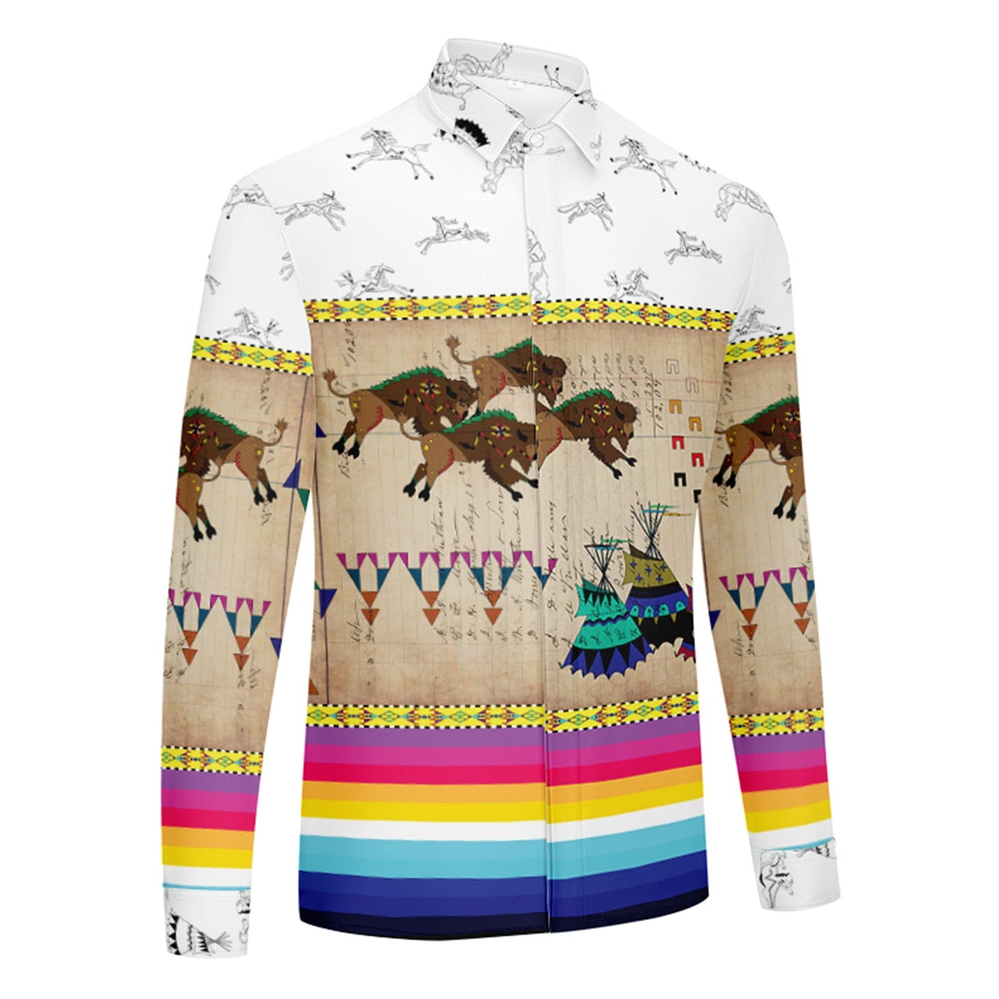 Buffalos Running White Clay Dress Shirt