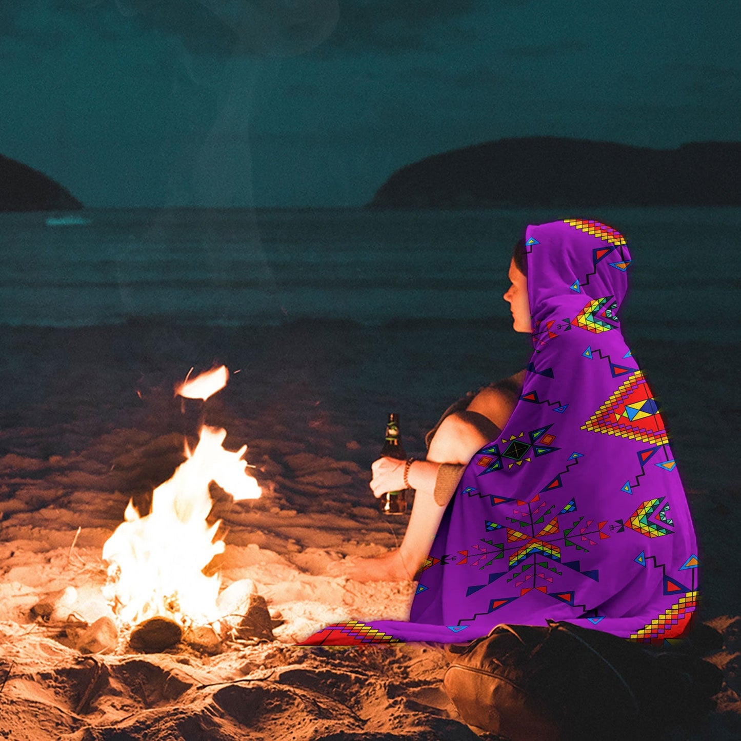 Buffalo Jump Purple Hooded Blanket