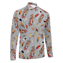 Load image into Gallery viewer, ECM Prayer Feathers Grey Men&#39;s Long Sleeve Dress Shirt
