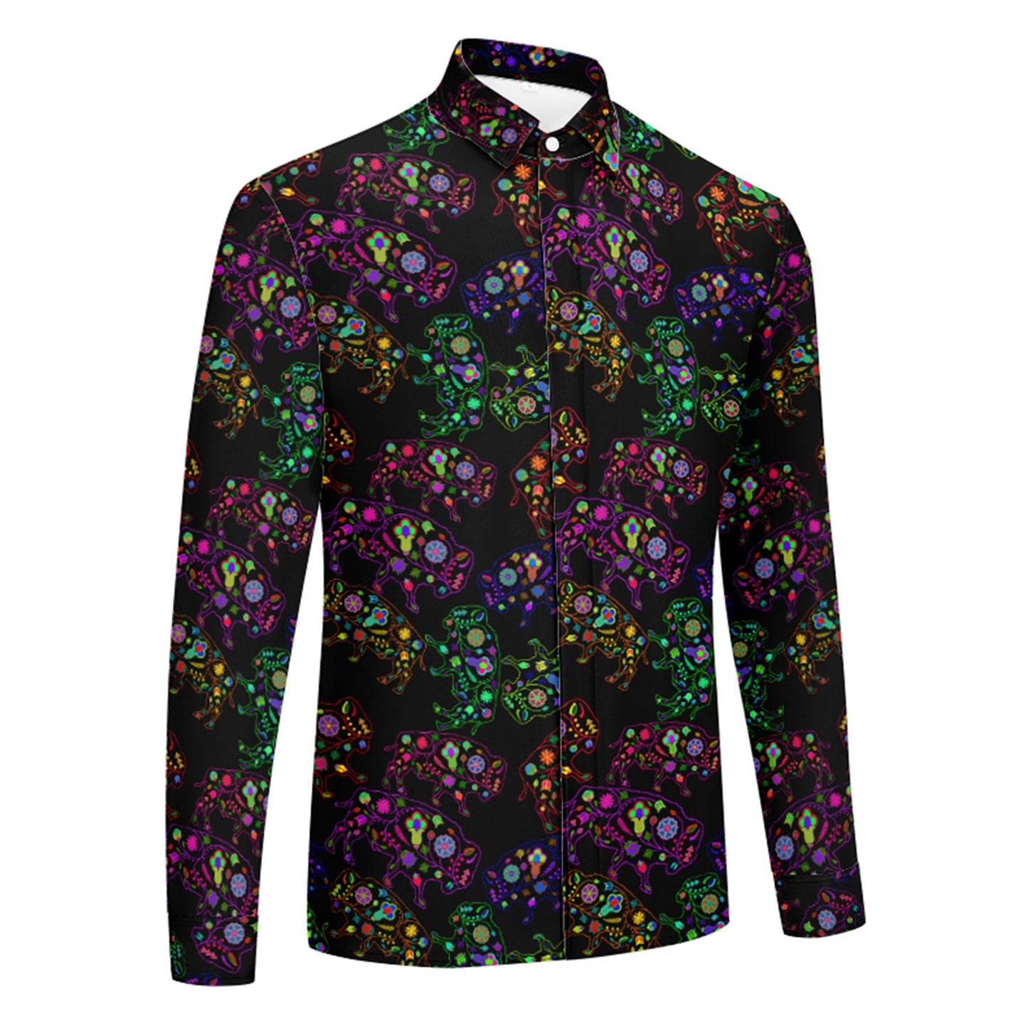 Floral Buffalo Men's Long Sleeve Dress Shirt