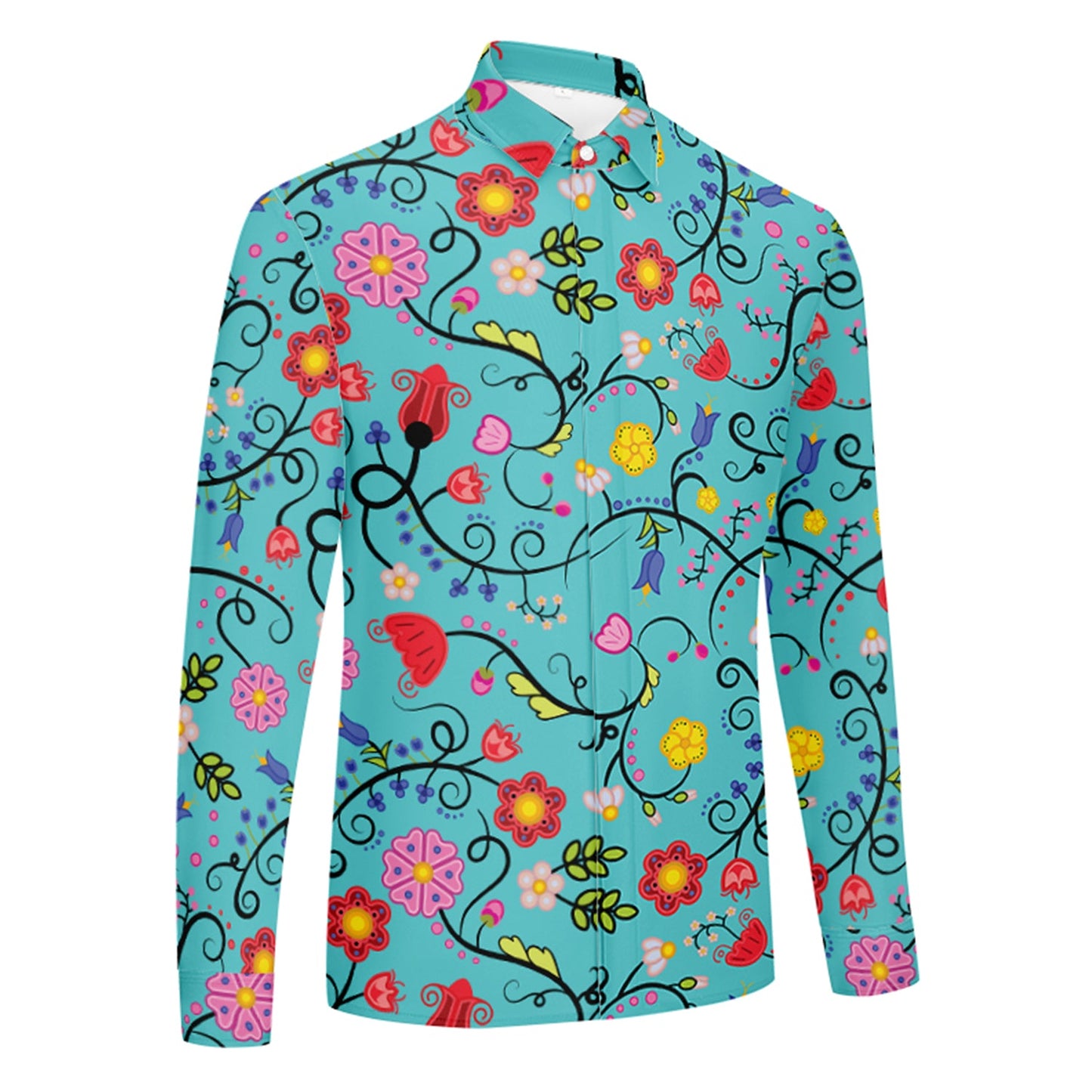 Nipin Blossom Sky Men's Long Sleeve Dress Shirt