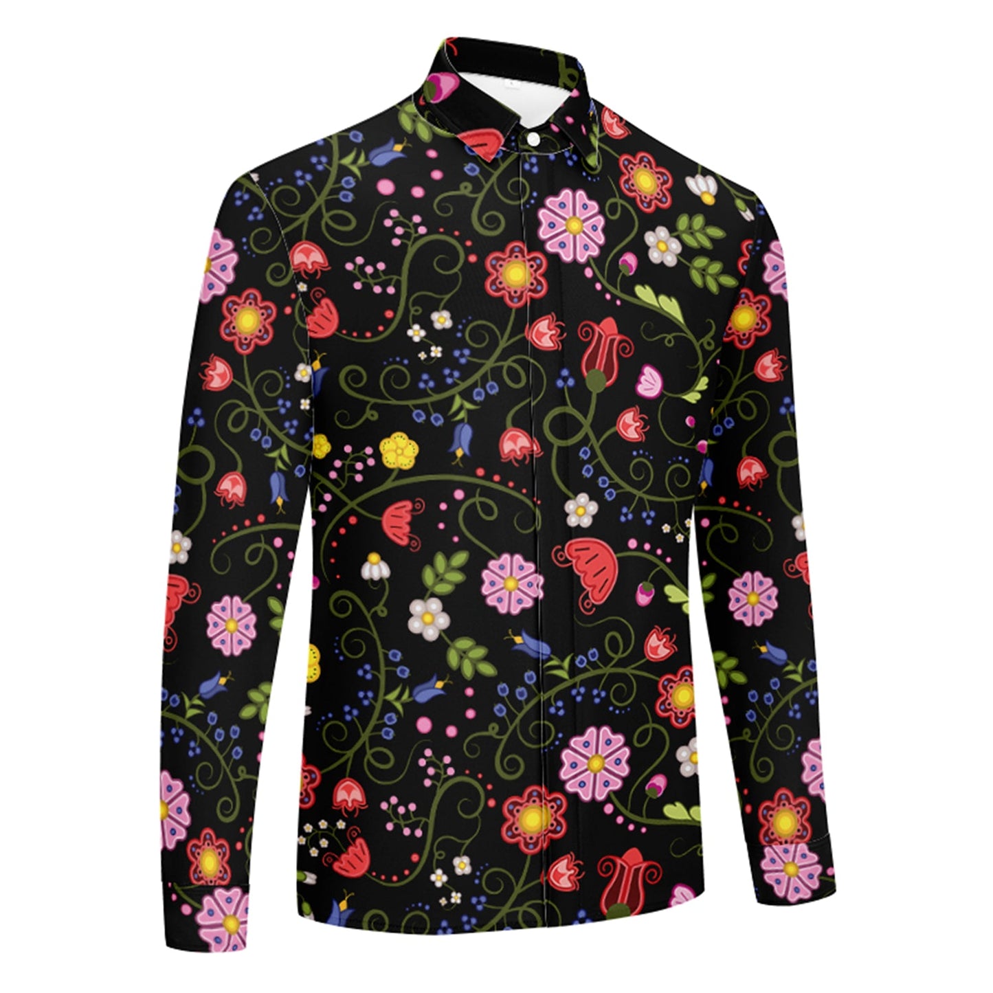 Nipin Blossom Midnight Men's Long Sleeve Dress Shirt