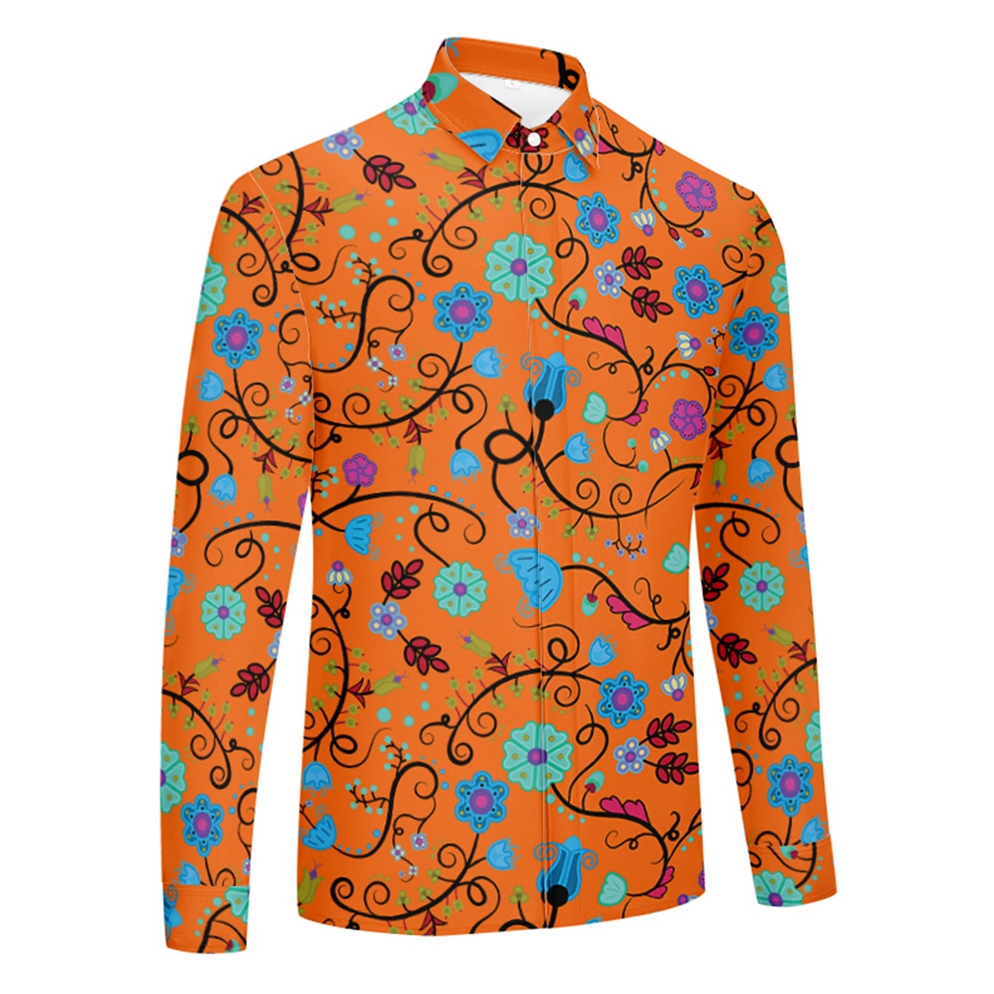 Nipin Blossom Carrot Men's Long Sleeve Dress Shirt