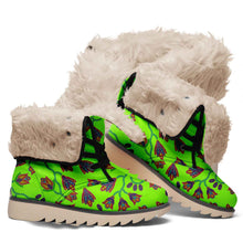 Load image into Gallery viewer, Spring Blossoms on Neon Green Polar Winter Boots
