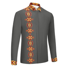 Load image into Gallery viewer, Blanket Strip Ruby Fall Grey Men&#39;s Long Sleeve Dress Shirt
