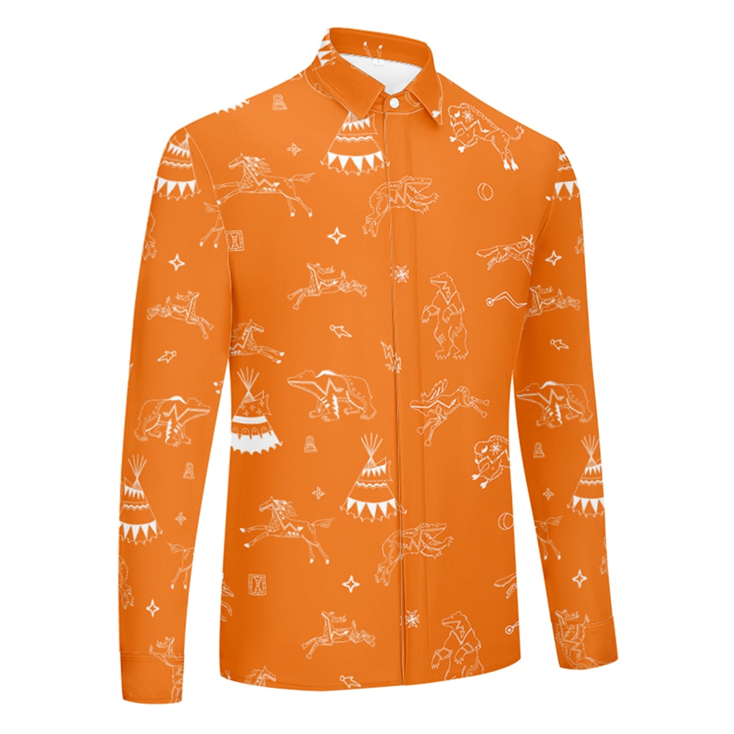 Ledger Dabbles Orange Men's Long Sleeve Dress Shirt