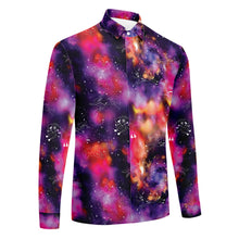 Load image into Gallery viewer, Animal Ancestors 9 Cosmic Swirl Purple and Red Men&#39;s Long Sleeve Dress Shirt
