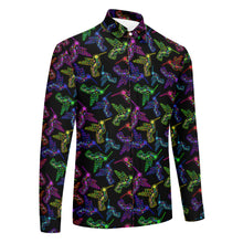 Load image into Gallery viewer, Neon Floral Hummingbird Men&#39;s Long Sleeve Dress Shirt
