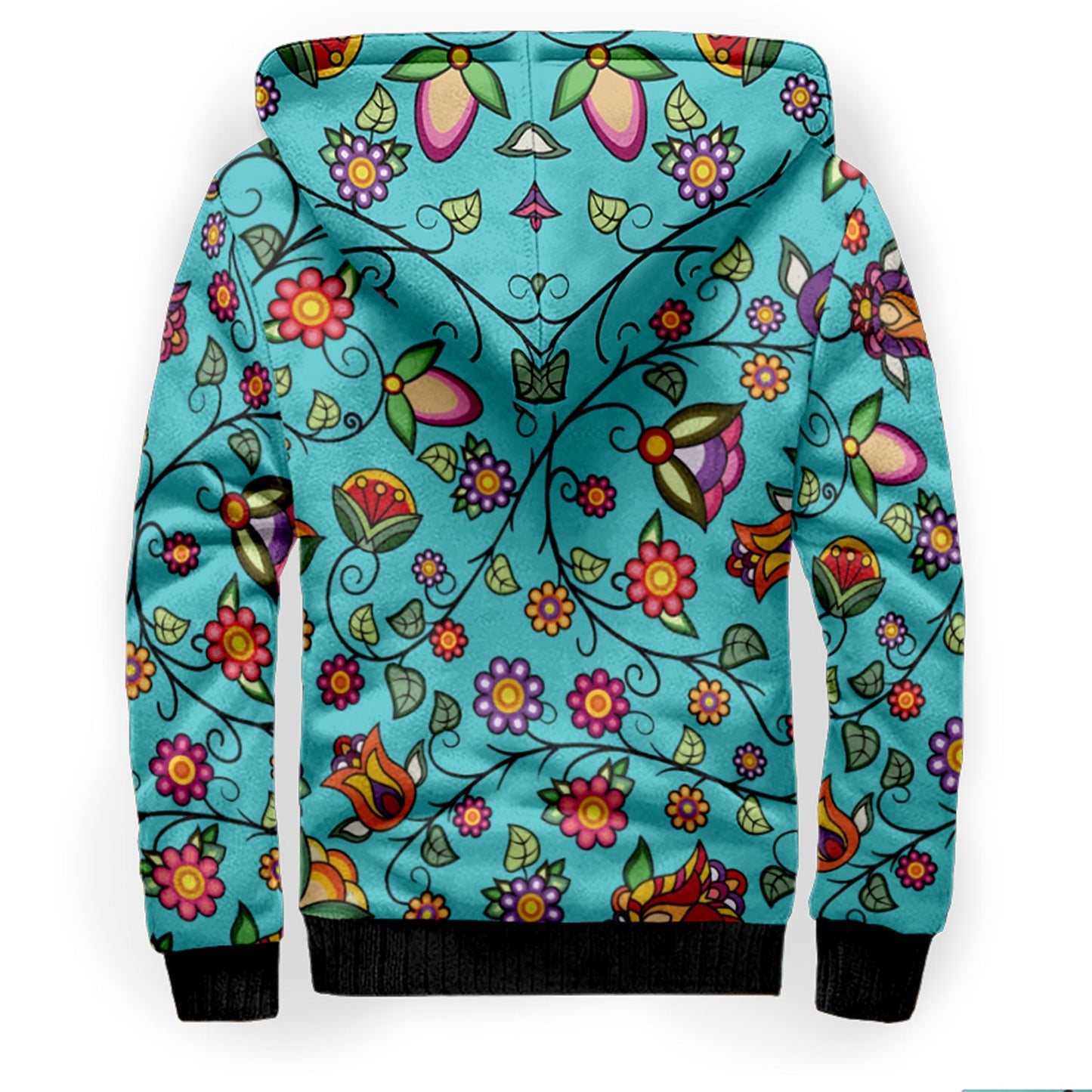 Heartbeat Petals Turquoise Sherpa Hoodie