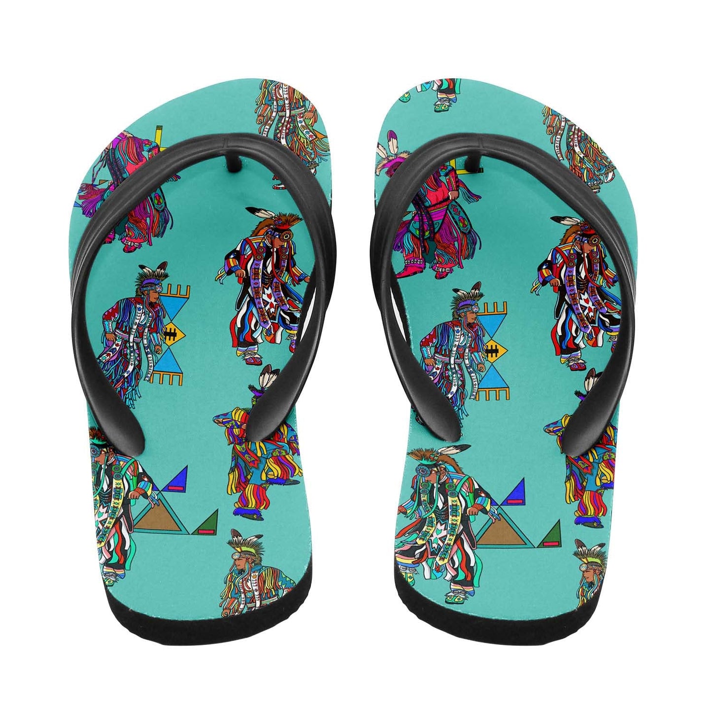 Men's Grass Dancers Eggshell Blue Flip Flops