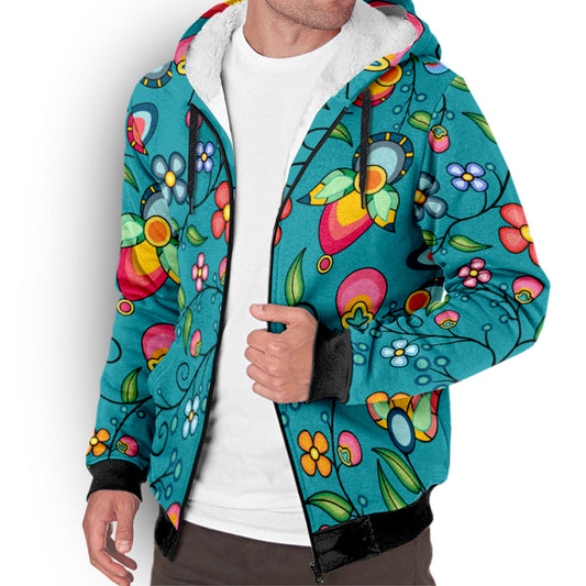 Floral Bounty Teal Sherpa Hoodie