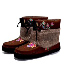 Load image into Gallery viewer, Waterbird Wildflowers Leather MocLux Short Style with Fur
