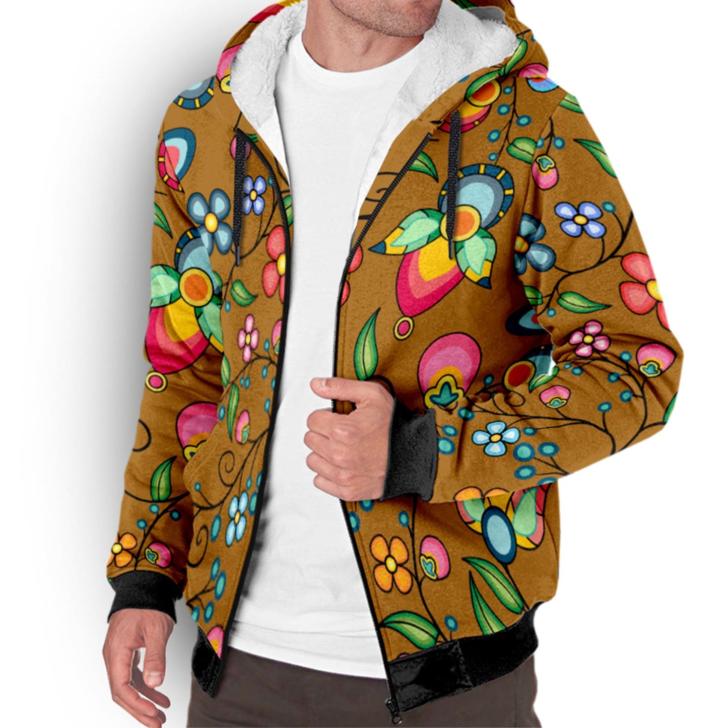 Floral Bounty Fall Leaves Sherpa Hoodie