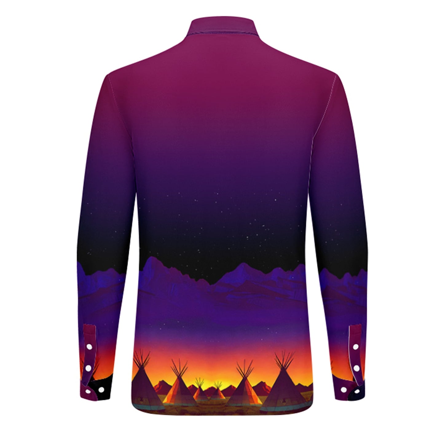 Teepees Northern Lights Men's Long Sleeve Dress Shirt