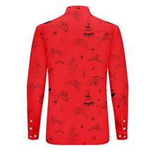 Load image into Gallery viewer, Ledger Dabbles Red Men&#39;s Long Sleeve Dress Shirt
