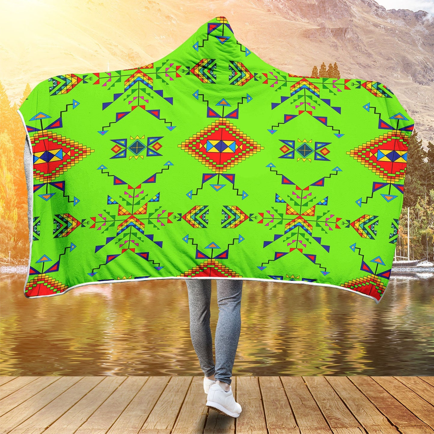 Buffalo Jump Neon Green Hooded Blanket