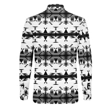 Load image into Gallery viewer, Between the Mountains White and Black Men&#39;s Long Sleeve Dress Shirt
