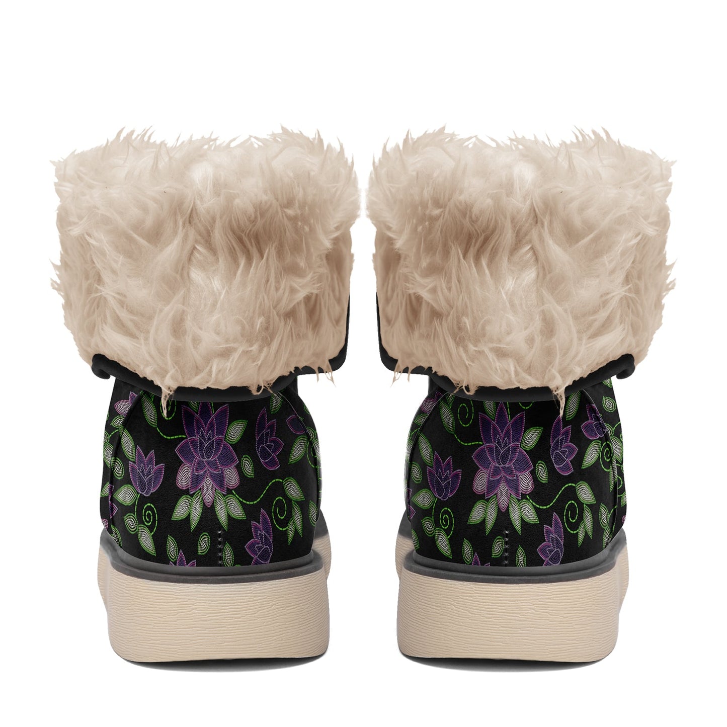 Purple Beaded Rose Polar Winter Boots