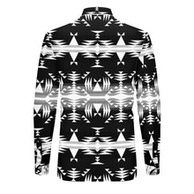 Load image into Gallery viewer, Between the Mountains Black and White Men&#39;s Long Sleeve Dress Shirt
