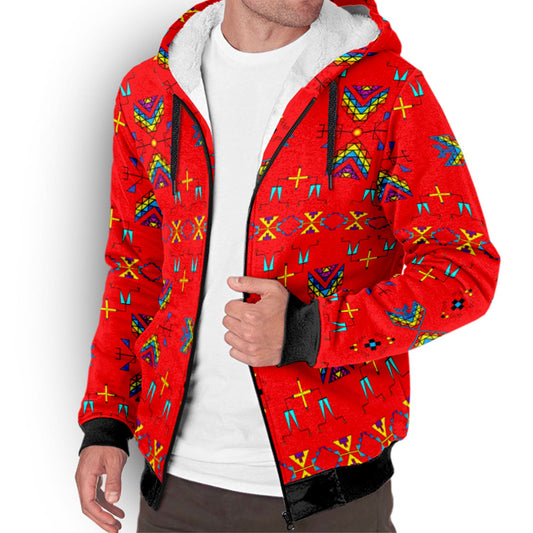 Rainy Chief Rainbow Red Sherpa Hoodie