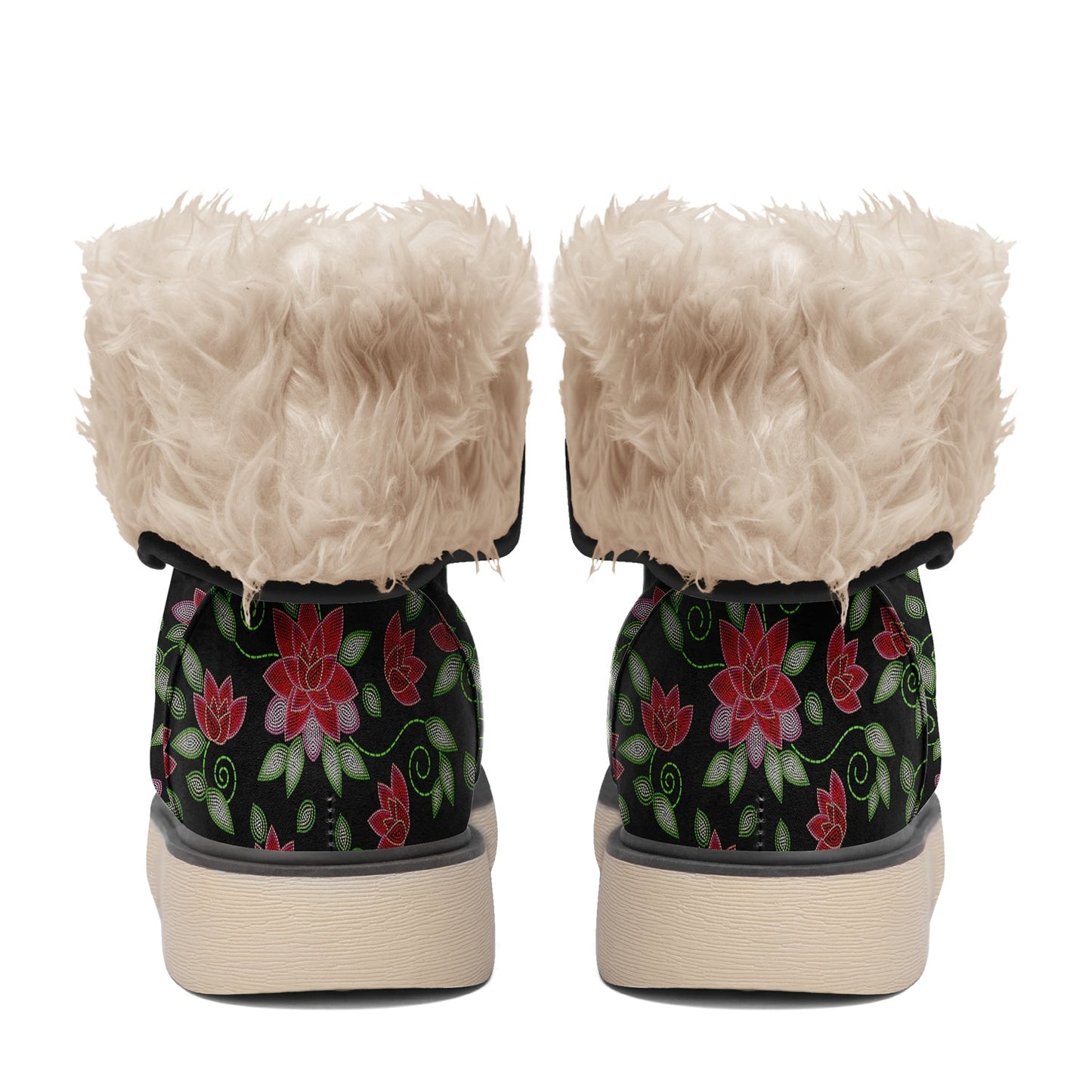 Red Beaded Rose Polar Winter Boots