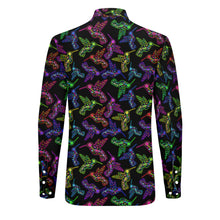 Load image into Gallery viewer, Neon Floral Hummingbird Men&#39;s Long Sleeve Dress Shirt
