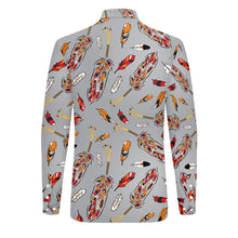 Load image into Gallery viewer, ECM Prayer Feathers Grey Men&#39;s Long Sleeve Dress Shirt
