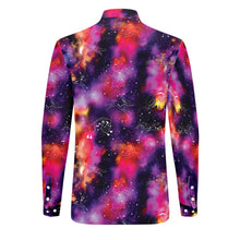 Load image into Gallery viewer, Animal Ancestors 9 Cosmic Swirl Purple and Red Men&#39;s Long Sleeve Dress Shirt
