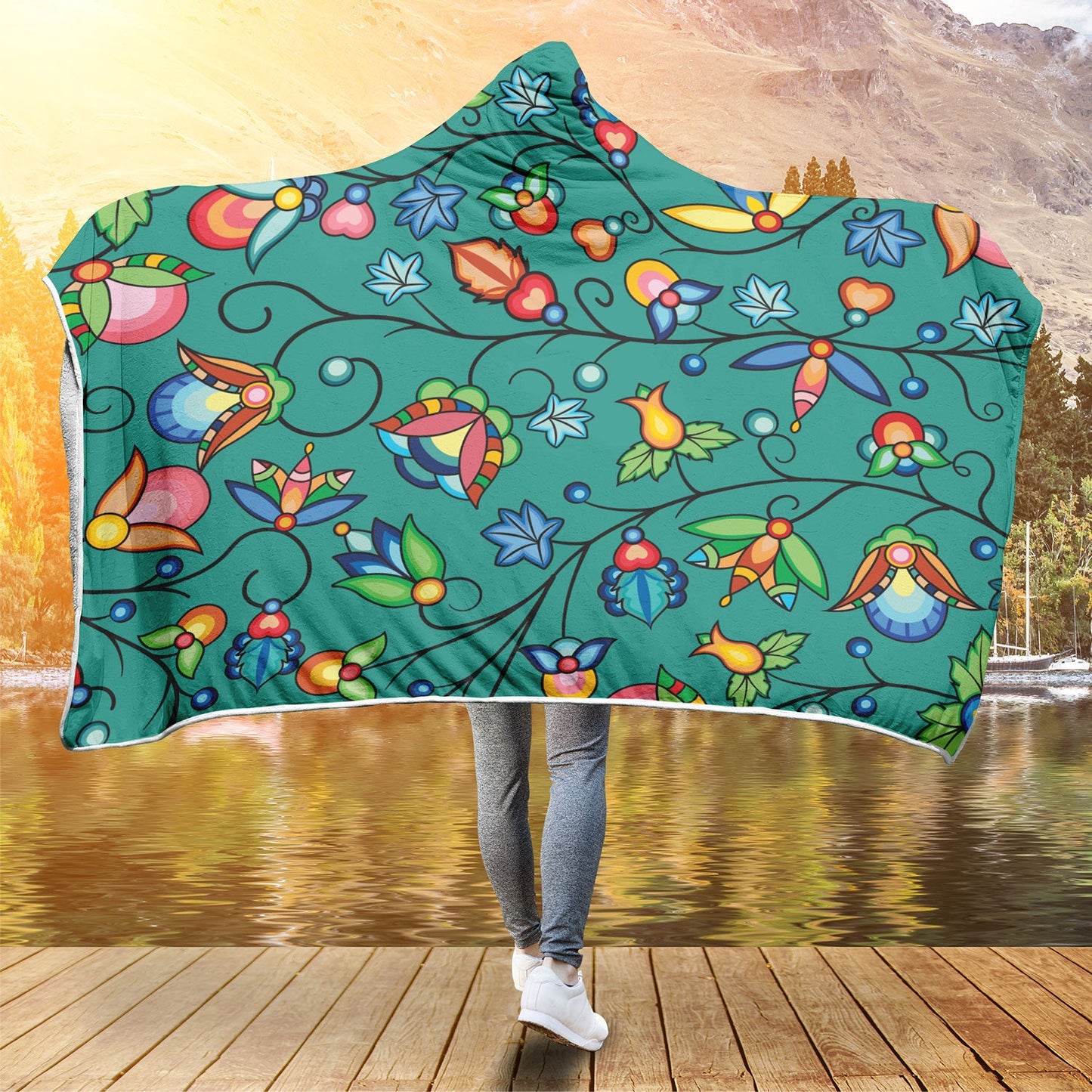 Prairie Plains Spirit Afternoon Sky Hooded Blanket