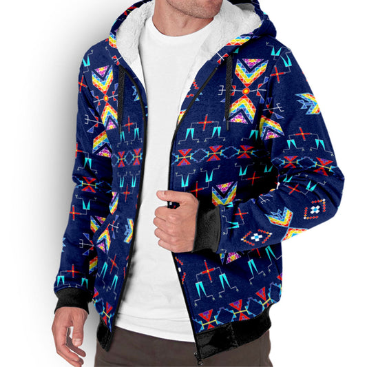 Rainy Chief Rainbow Night Lake Sherpa Hoodie