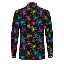 Load image into Gallery viewer, Neon Floral Turtle Men&#39;s Long Sleeve Dress Shirt
