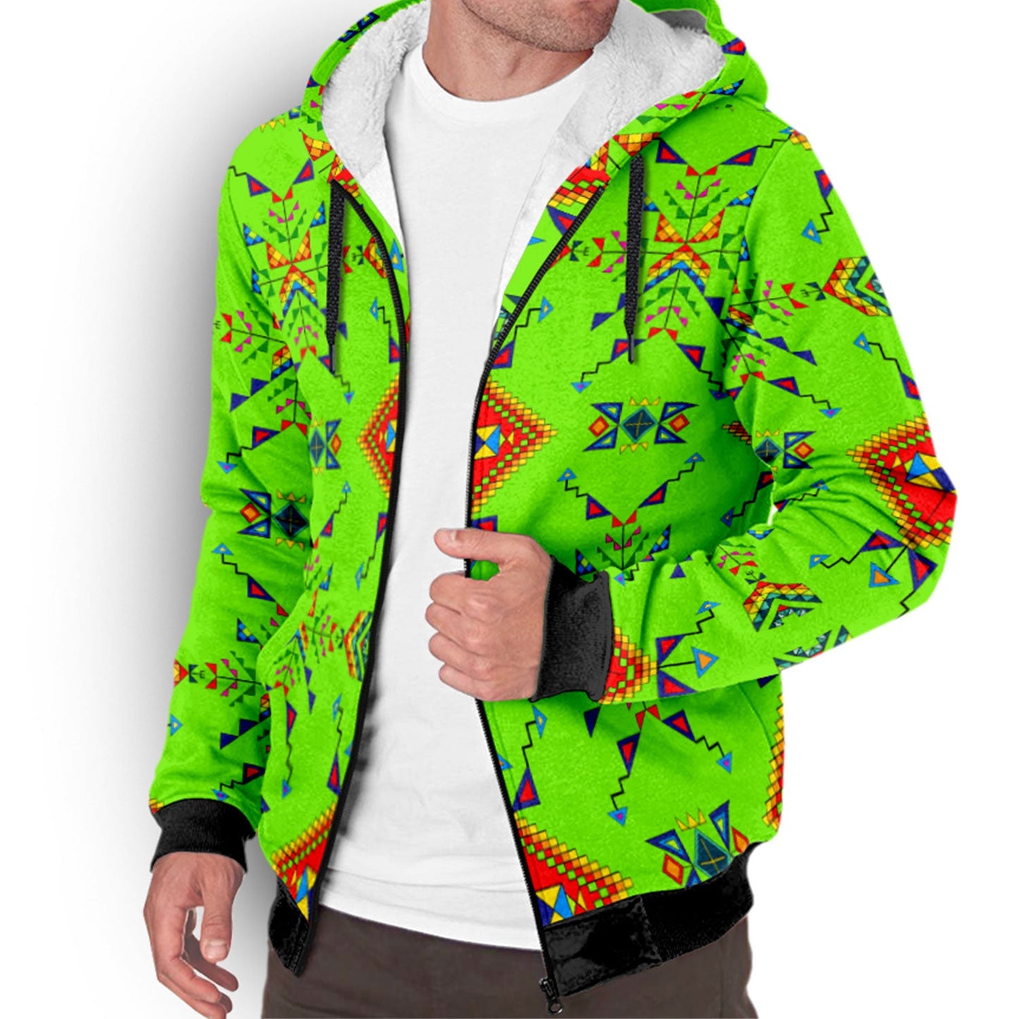 Buffalo Jump Neon Green Sherpa Hoodie