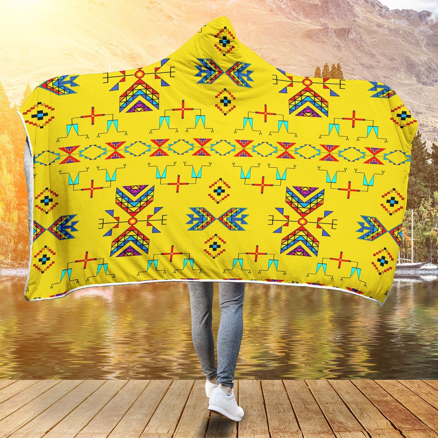 Rainbow Chief Rainbow Yellow Hooded Blanket