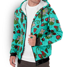 Load image into Gallery viewer, Strawberry Dreams Turquoise Sherpa Hoodie
