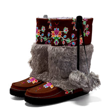 Load image into Gallery viewer, Waterbird Wildflowers Real Leather MocLux with Fur
