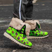 Load image into Gallery viewer, Spring Blossoms on Neon Green Polar Winter Boots
