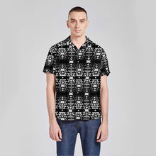 Load image into Gallery viewer, Black Fire Black and White Button Up Silk Shirt
