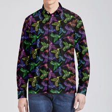 Load image into Gallery viewer, Neon Floral Hummingbird Men&#39;s Long Sleeve Dress Shirt
