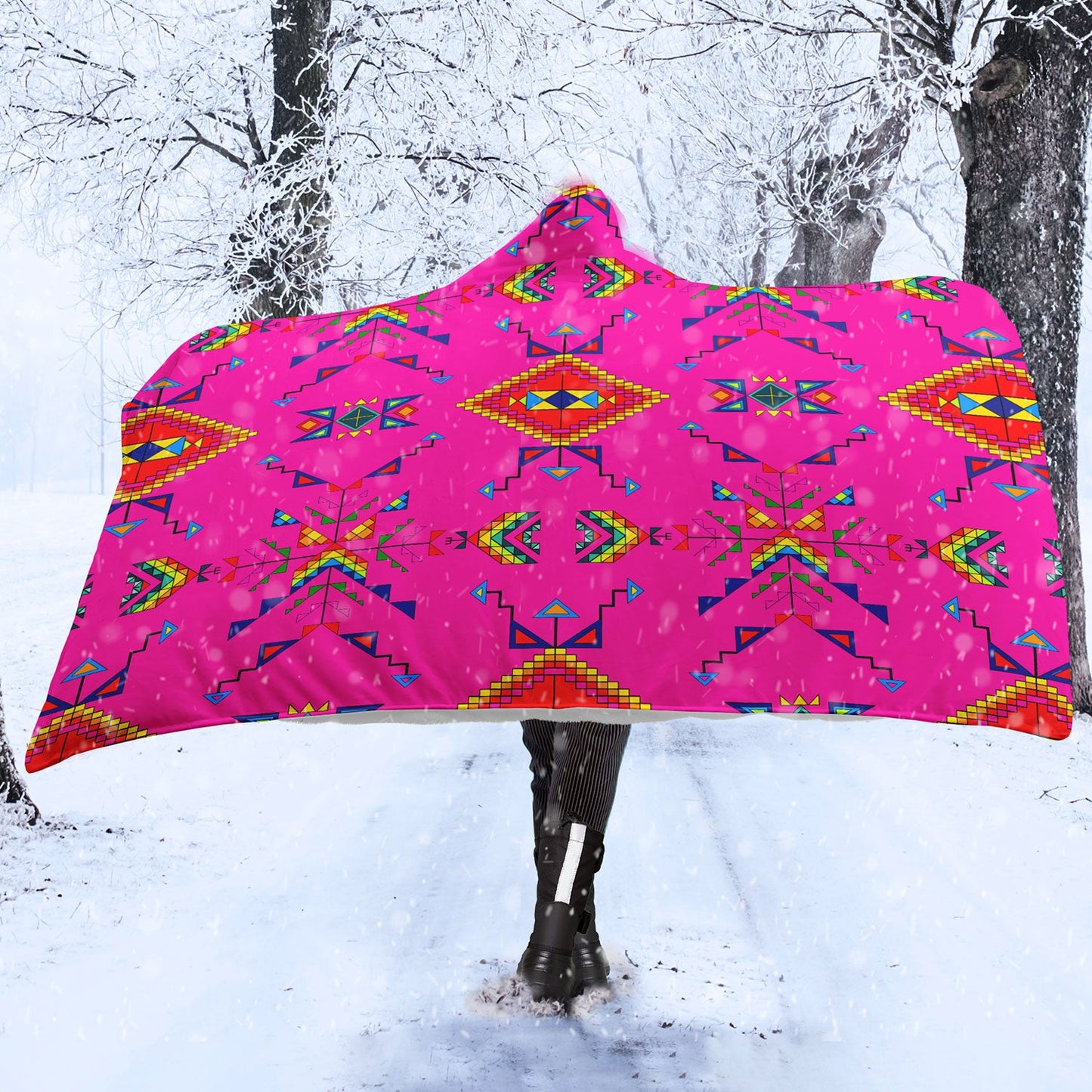 Buffalo Jump Pink Hooded Blanket