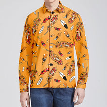 Load image into Gallery viewer, ECM Prayer Feathers Orange Men&#39;s Long Sleeve Dress Shirt
