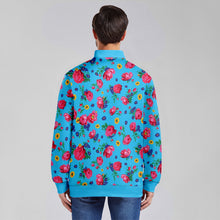 Load image into Gallery viewer, Kokum Ceremony Blue Youth Zippered Collared Lightweight Jacket
